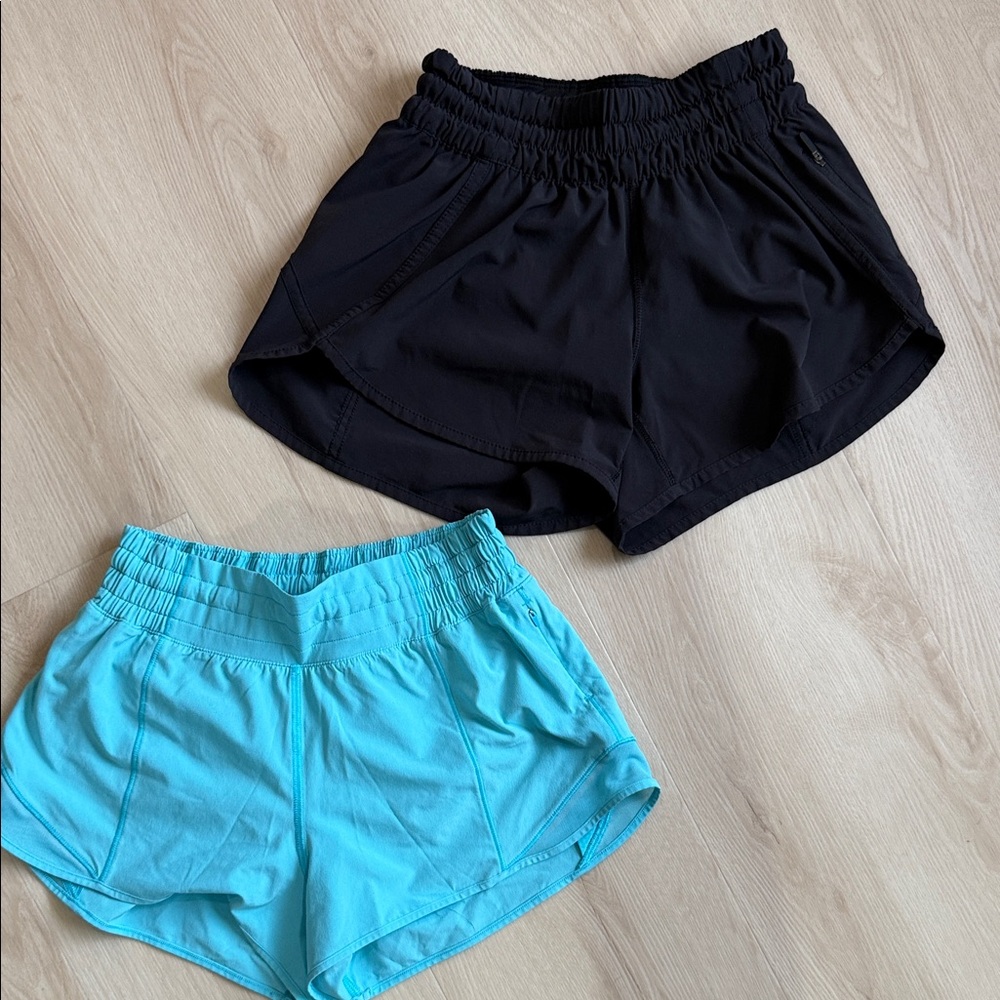 lululemon athletica Black and Aqua Athletic Shorts